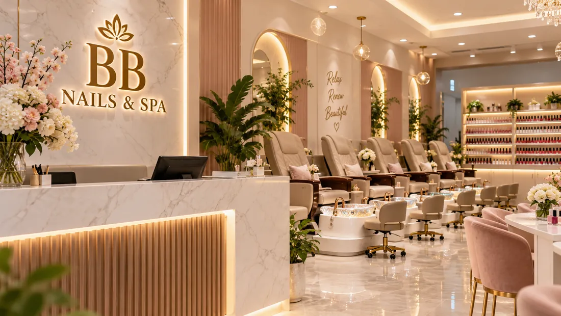 Illustrative bright nail spa interior